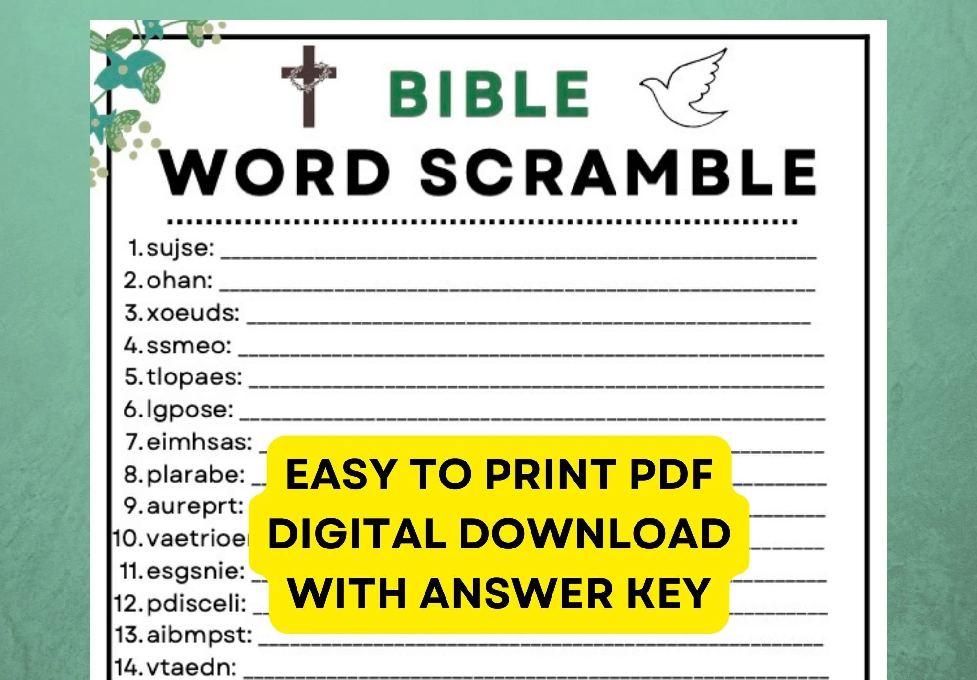 Bible Word Scramble Game Instant Digital Download PDF Printable 24 Questions Plus An Answer Key Great For Parties Etsy