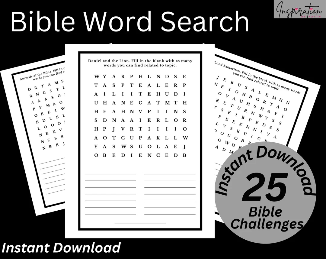 Bible Word Search Fill In The Blank Bible Printables Bible Activity Pages Bible Puzzles For Adults Printable Bible Word Search Etsy