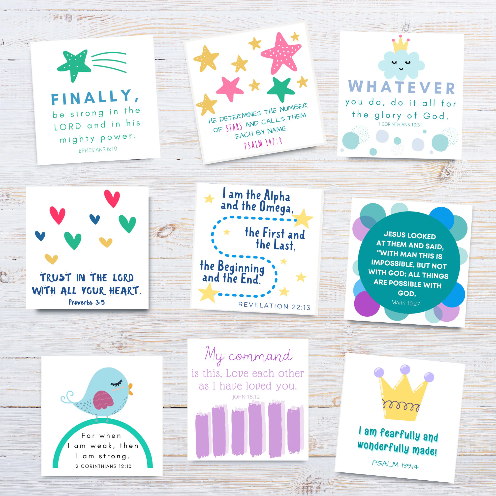 A4 Size Printable Bible Verses for Kids