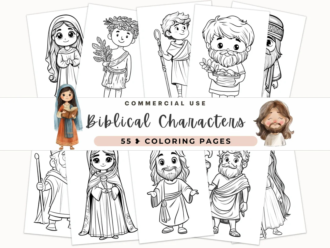 biblical characters coloring pages bible stories biblical people pages religious art jesus miracles biblical stories sunday school etsy