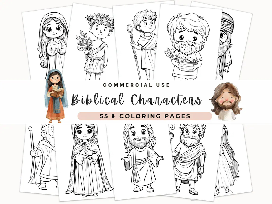 Biblical Characters Coloring Pages Bible Stories Biblical People Pages Religious Art Jesus Miracles Biblical Stories Sunday School Etsy
