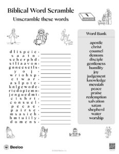 Biblical Word Scramble Beeloo Printable Crafts And Activities For Kids