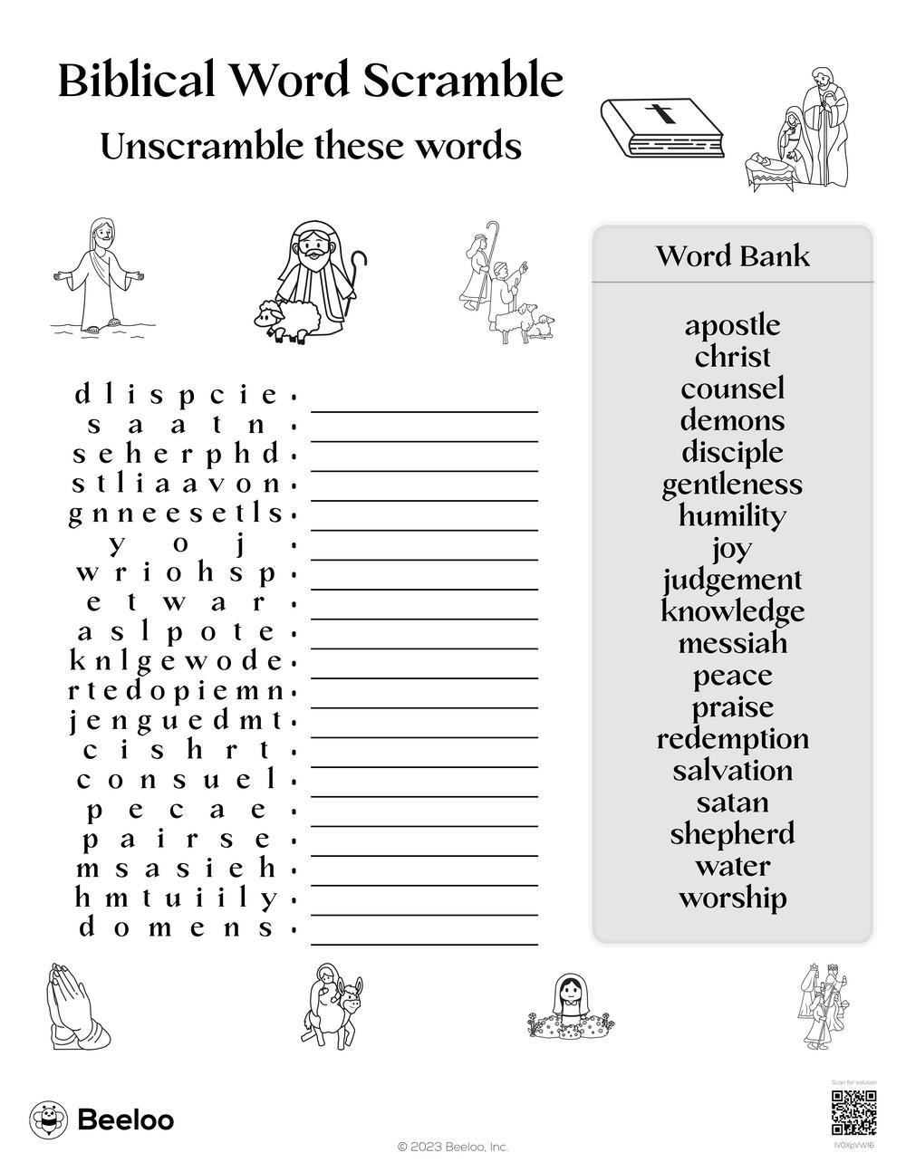 Bible Scrambles for Adults Printable