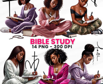 Black Girl Clipart For Prayer Journal Bible Study Journal Bible Cover Black Girl Reading Bible Study Guide African American Clipart Etsy