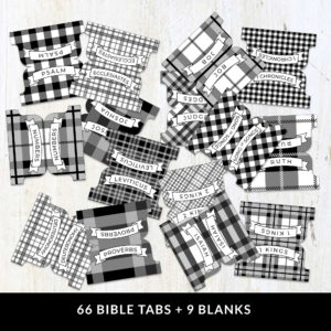 Black White Plaids Bible Tabs Mono Printable Bible Journaling Stickers Digital Files All 66 Books High Resolution Instant Download Etsy