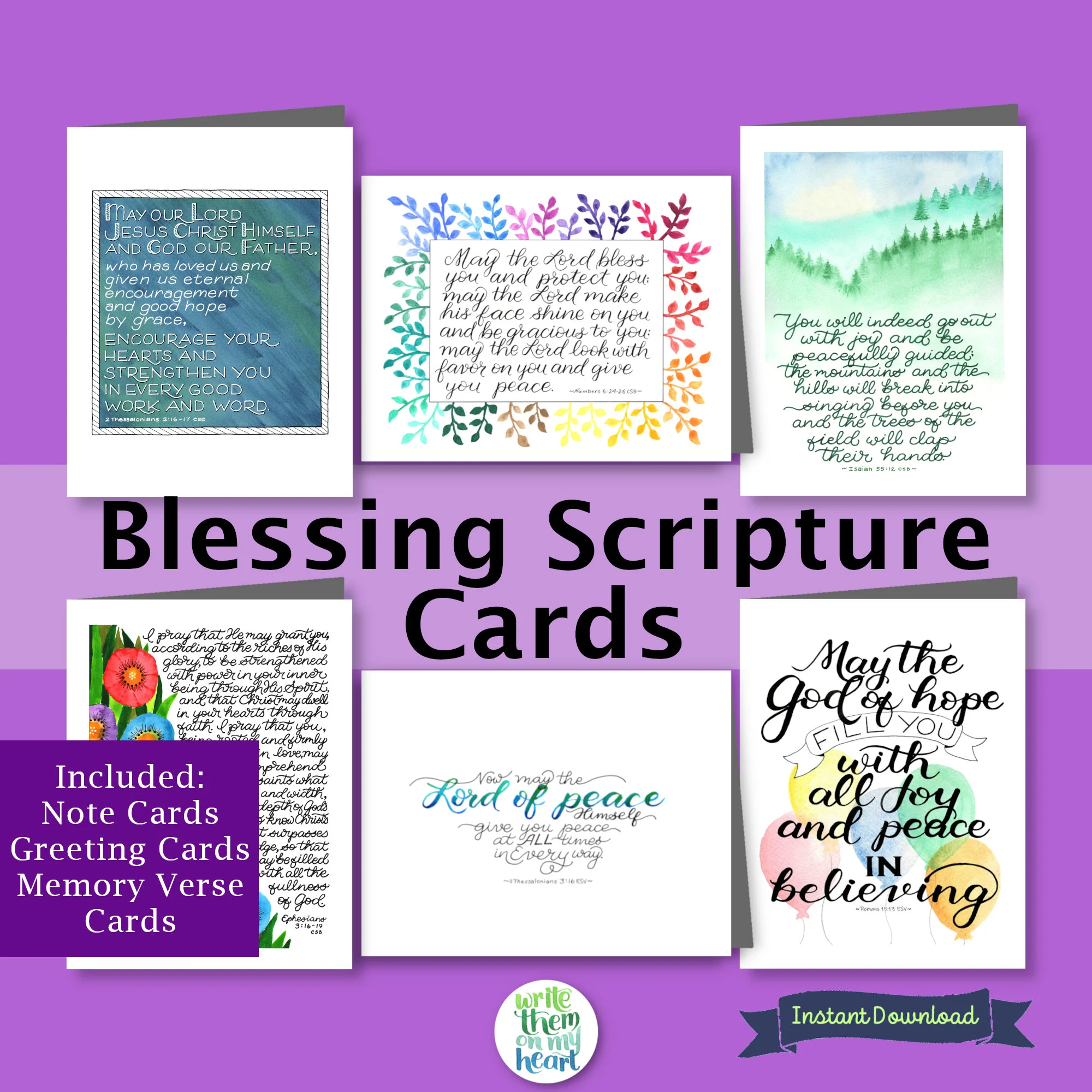 Blessing Scripture Cards Printable Bible Verse Blessing Card Bible Greeting Card Blessed Scripture Note Cards God Bless You Numbers 6 24 Etsy