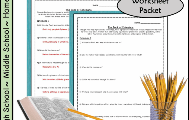 Book Of Ephesians Bible Study Questions Worksheet Packet Made By Teachers