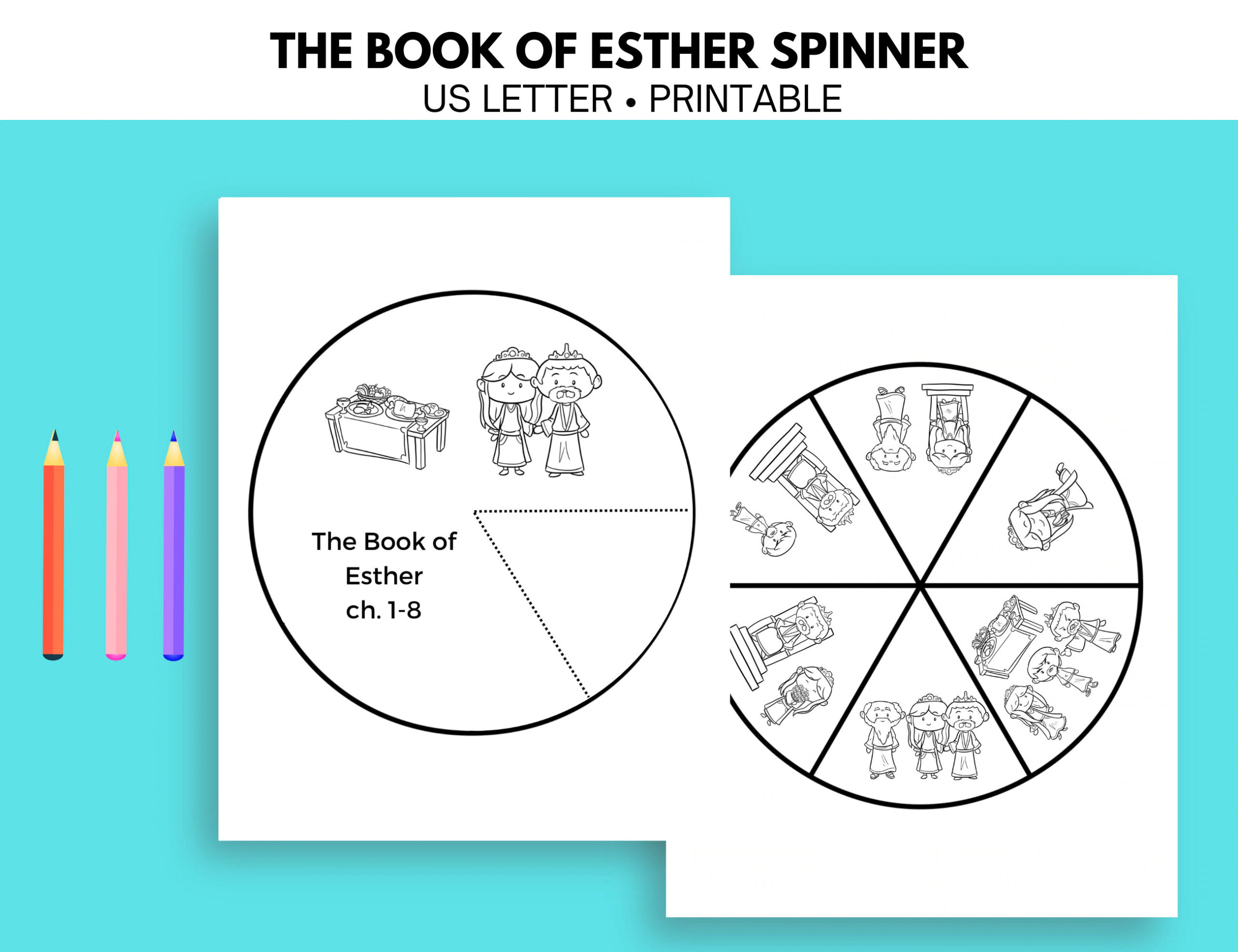 Book Of Esther Spinner Esther Bible Story Sunday School Craft 