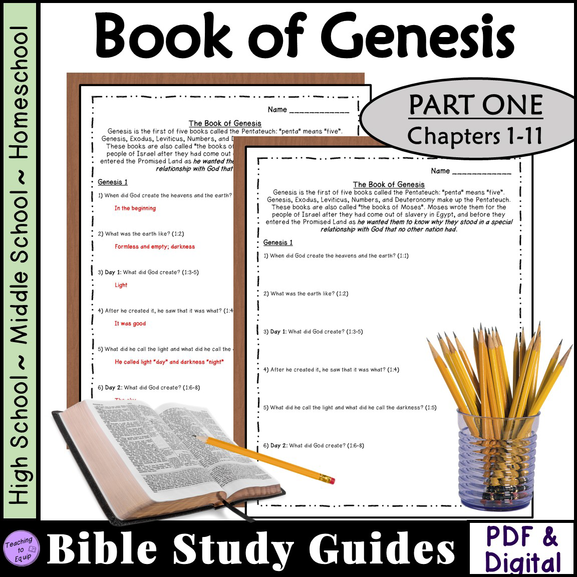 Book Of Genesis Bible Study Questions CH 1 11 Made By Teachers