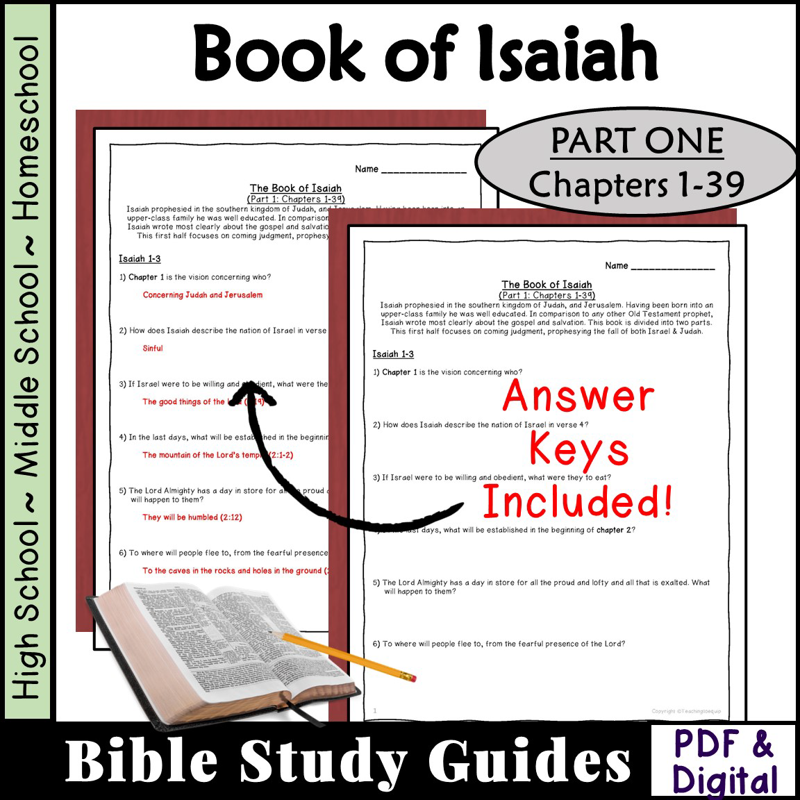 Book Of Isaiah Bible Study Guide Ch 1 39 Worksheet Packet Classful