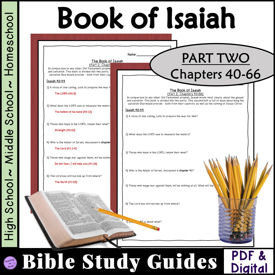 Book Of Isaiah Bible Study Guide Ch 40 66 Worksheet Packet Made By Teachers