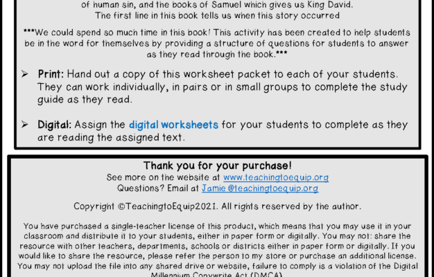 Book Of Ruth Bible Study Guide Worksheet Packet Classful