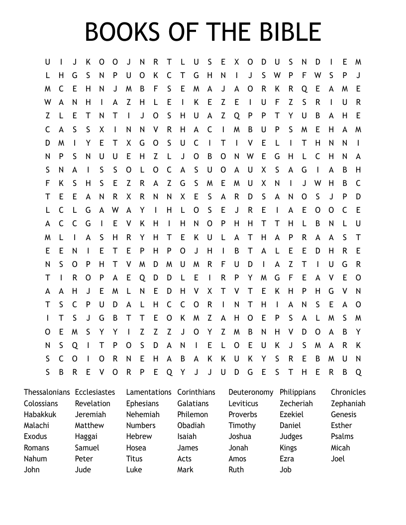 Books And Sections Of The Bible Word Search WordMint