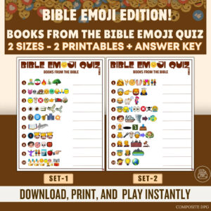 Books From The Bible Emoji Game Printable I Emoji Quiz 2 Sets I Church Activity I Bible Study Games I For Adults U0026 Kids I Instant Download I Etsy