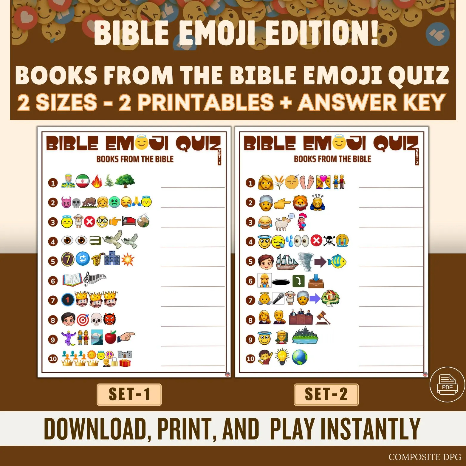 Books From The Bible Emoji Game Printable I Emoji Quiz 2 Sets I Church Activity I Bible Study Games I For Adults U0026 Kids I Instant Download I Etsy