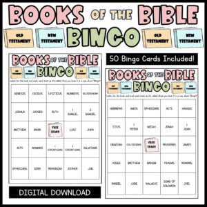 Books Of The Bible Bingo Cards Church Bingo Game Christian Bingo Game Bible Bingo Game Printable Bingo Cards 50 Cards Digital Download Etsy