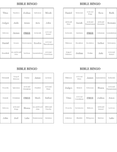 Books Of The Bible Bingo Cards WordMint