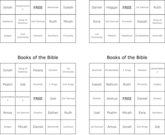 Books Of The Bible Bingo Cards WordMint