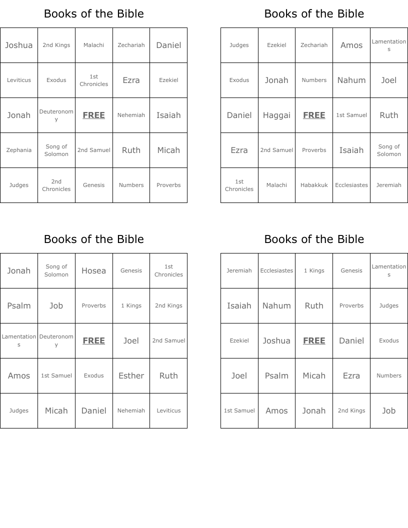 Free Printable Bible Book Cards
