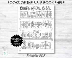Books Of The Bible BOOK SHELF Tracker Bible Books Coloring Page Black U0026 White PRINTABLE N055 Etsy