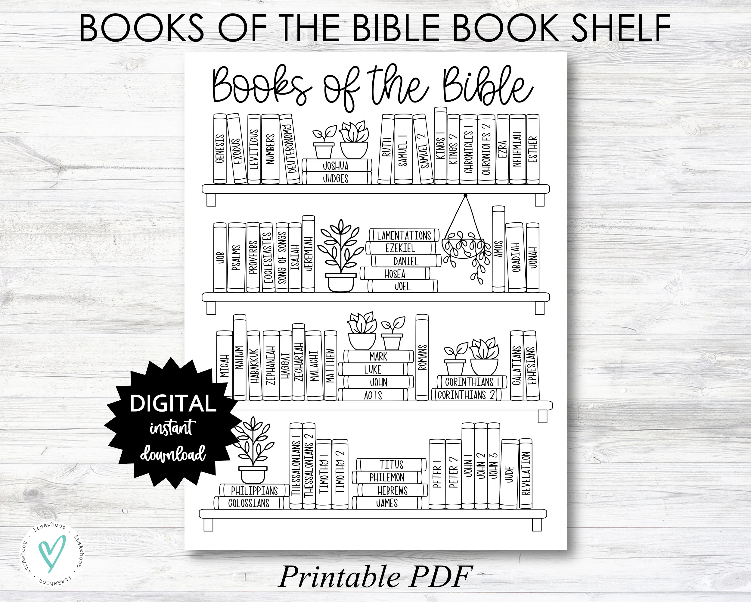 Books of the Bible Bookcase Printable