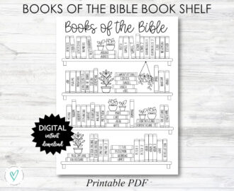 Books Of The Bible BOOK SHELF Tracker Bible Books Coloring Page Black White PRINTABLE N055 Etsy