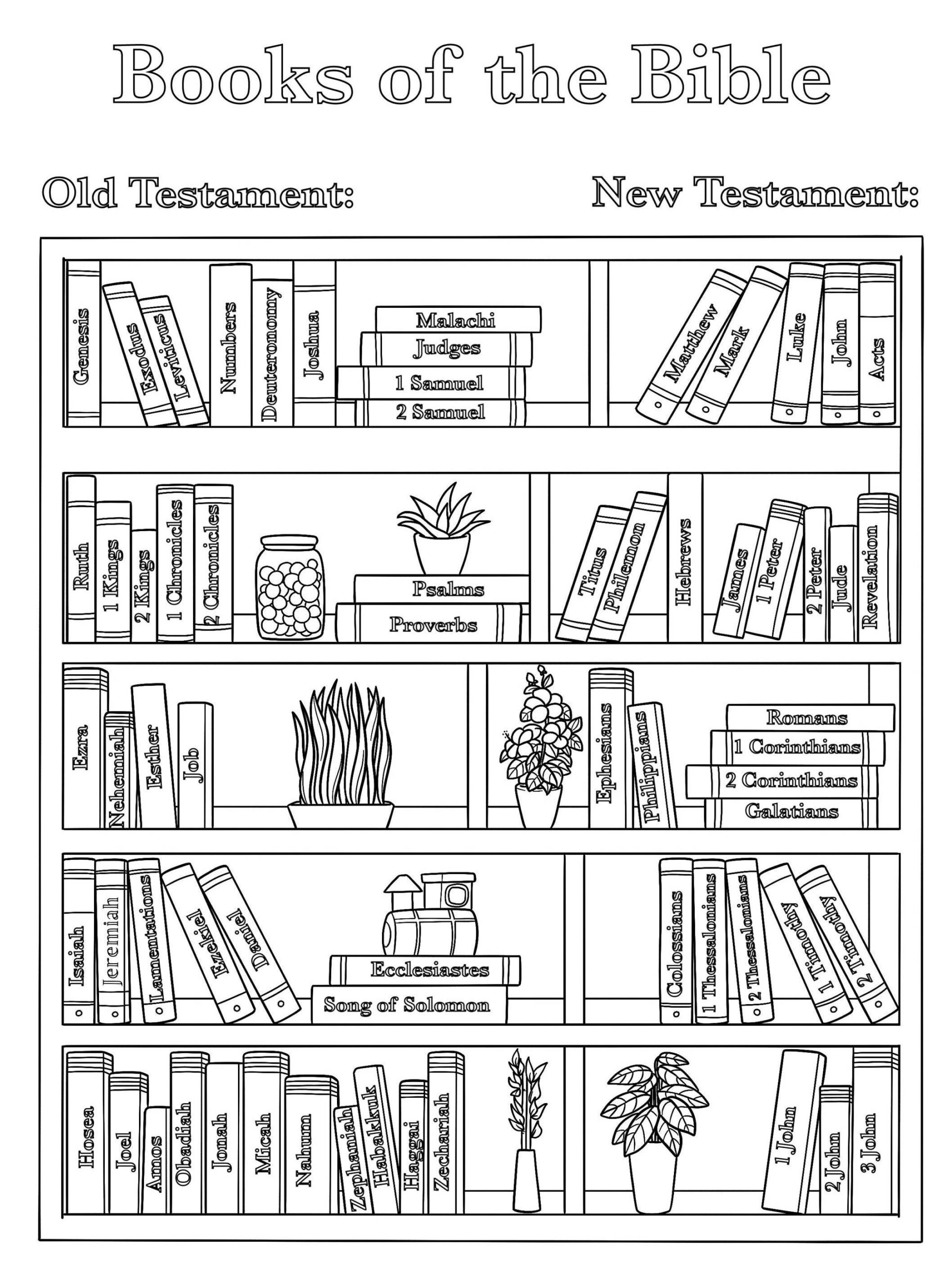 books of the bible coloring page printable