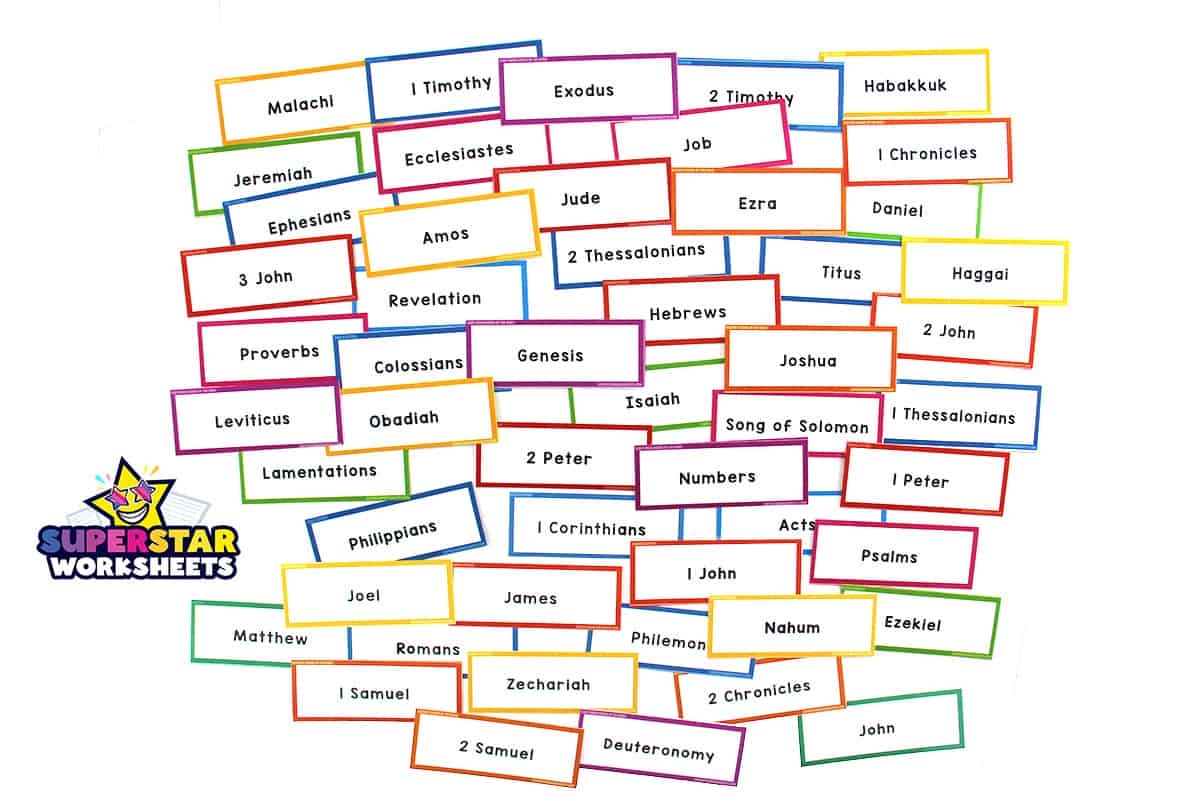 Books Of The Bible Flashcards Superstar Worksheets