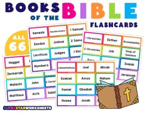 books of the bible flashcards superstar worksheets