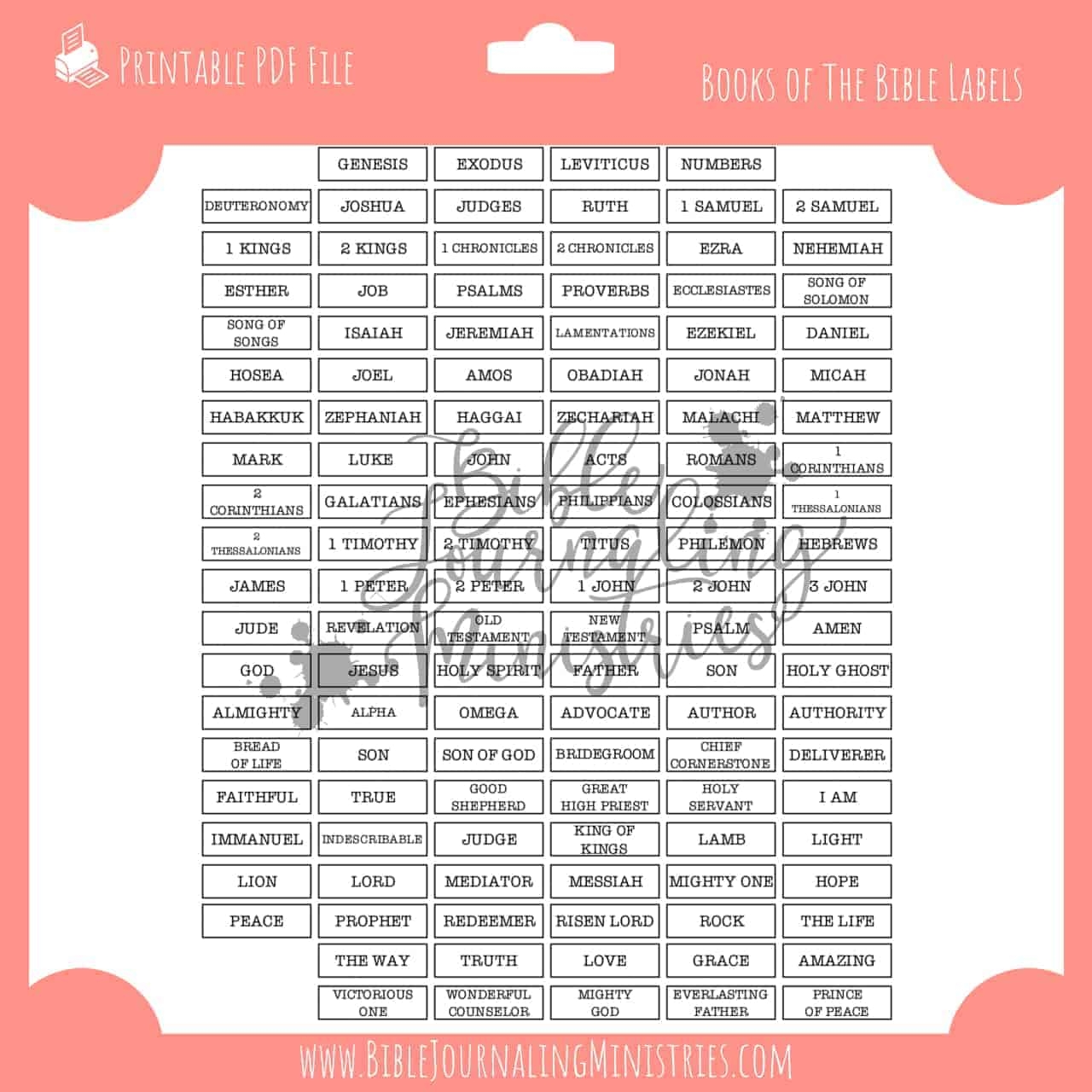 books of the bible labels