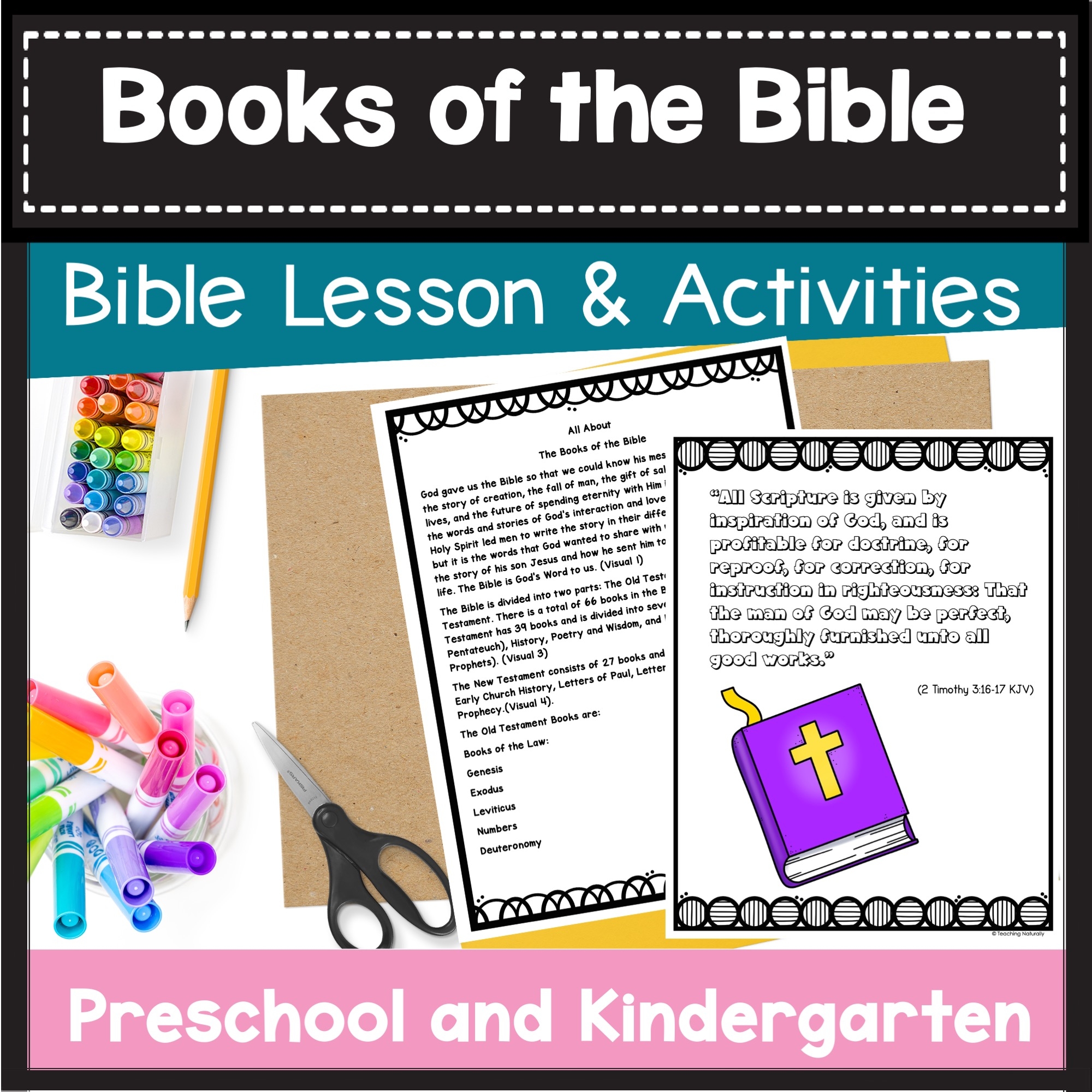 Books Of The Bible Lesson For Kids With Visuals Mini book Coloring Key Verse For Preschool Kindergarten Classful