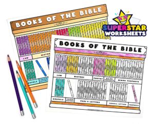 books of the bible list superstar worksheets
