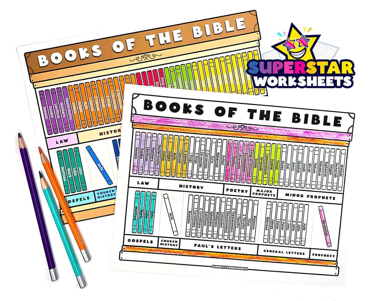 books of the bible list superstar worksheets