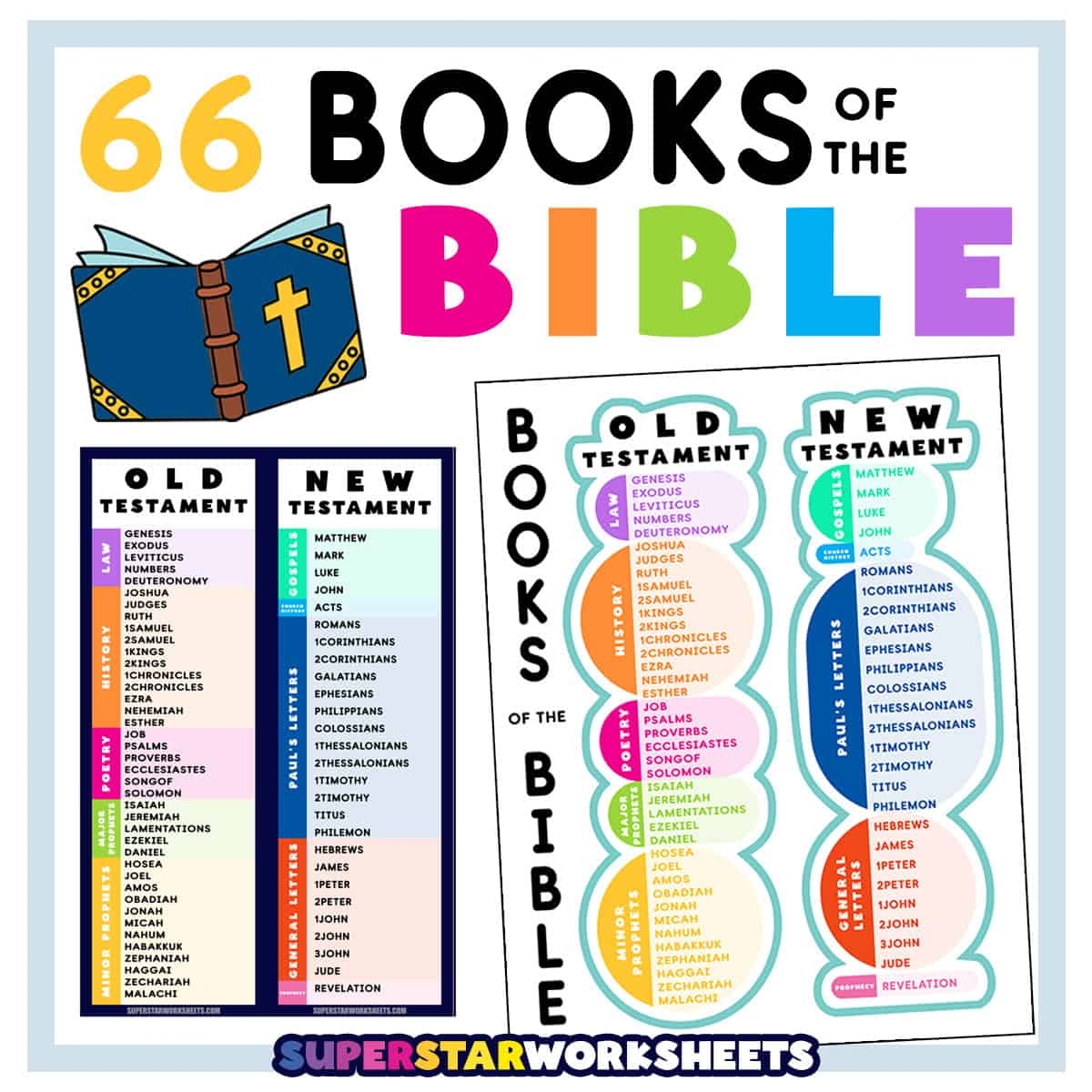 books of the bible list superstar worksheets