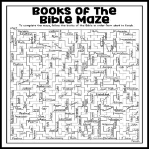 books of the bible mazes game printable church game sunday school