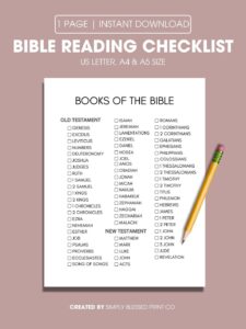 Books Of The Bible Reading Simple Checklist Printable Bible Reading Plan Printable Read The Bible In A Year Bible Study Printable Etsy