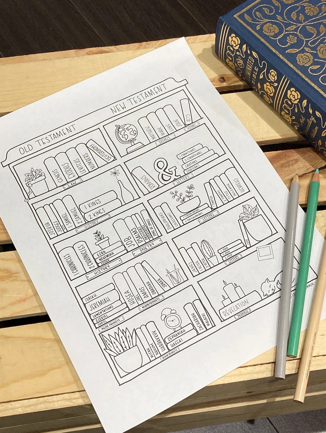 Books Of The Bible Tracker Printable Coloring Page Old New Testament Etsy