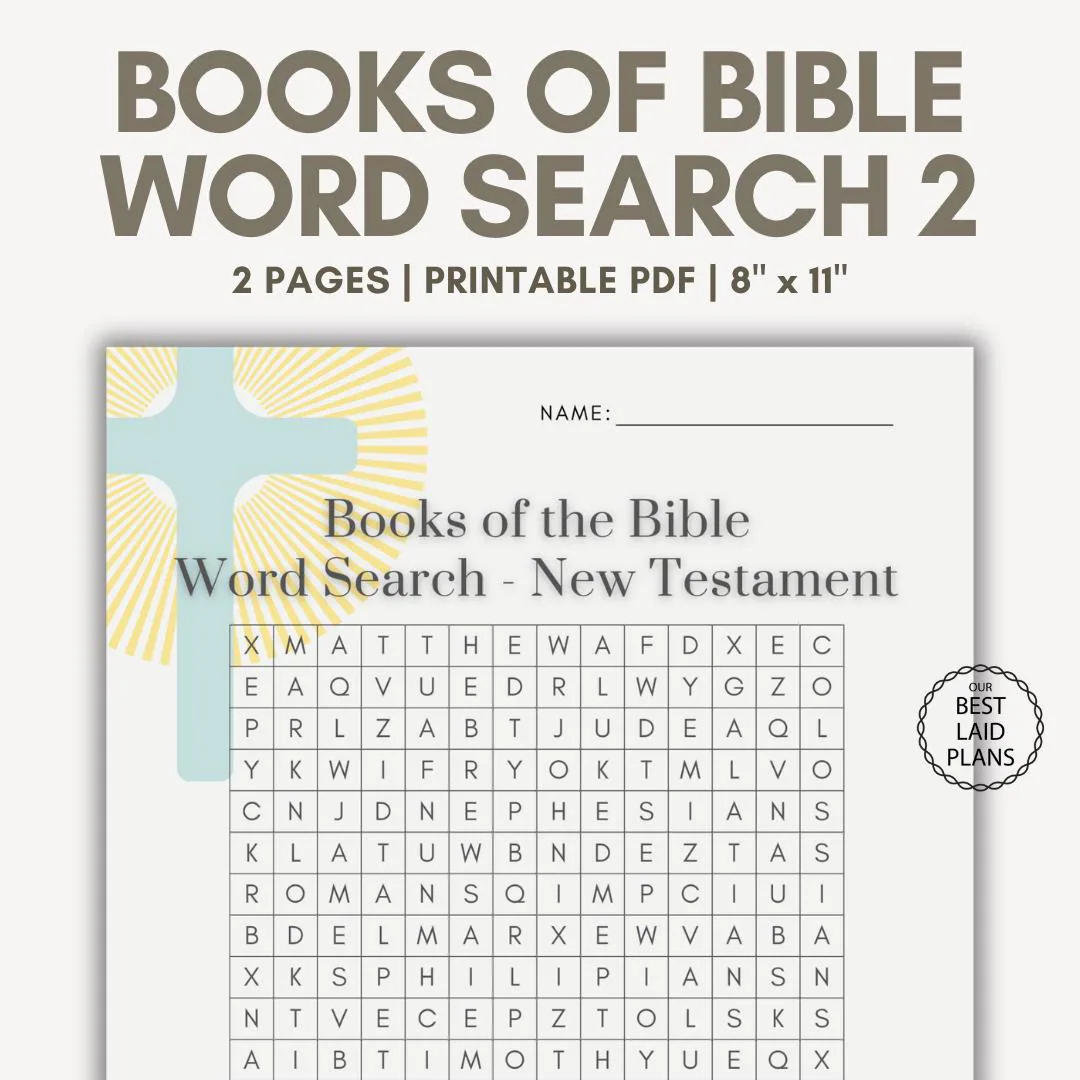 Books Of The Bible Word Find New Testament Printable Books Of The Bible Word Search New Testament PDF Bible Games Sunday School Games Etsy