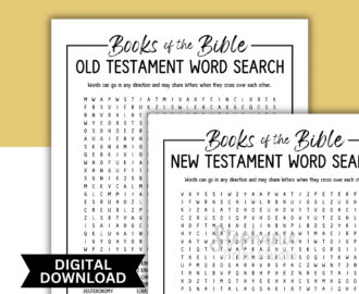 Books Of The Bible Word Search Printable Old Testament New Testament Word Search DIGITAL INSTANT DOWNLOAD Fun Activity Game Answers Etsy