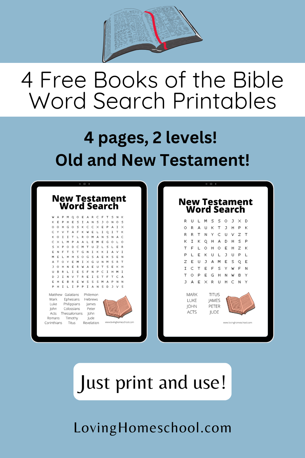 books of the bible word search printables lovinghomeschool