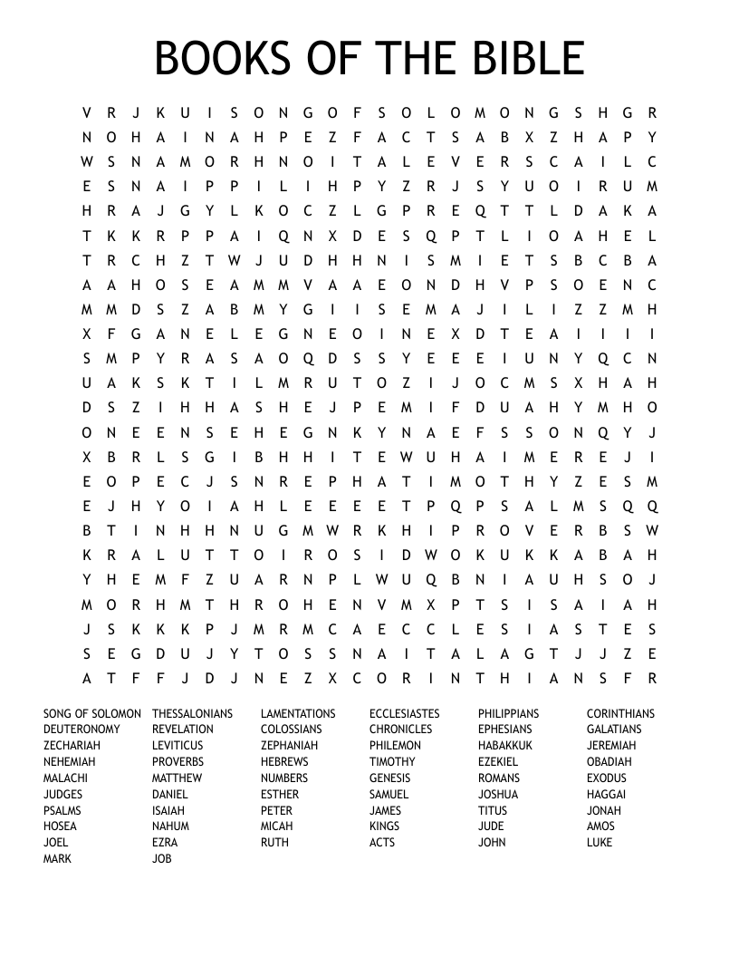 Books Of The Bible Word Search WordMint