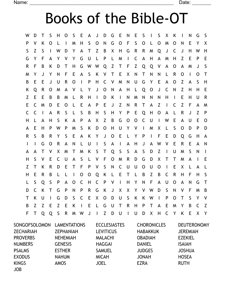 Books Of The Bible Word Search WordMint