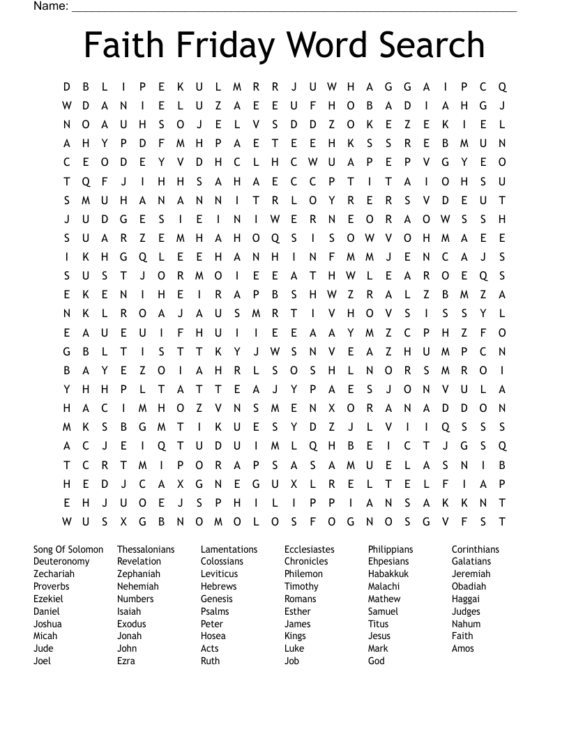 Books Of The Bible Word Search WordMint