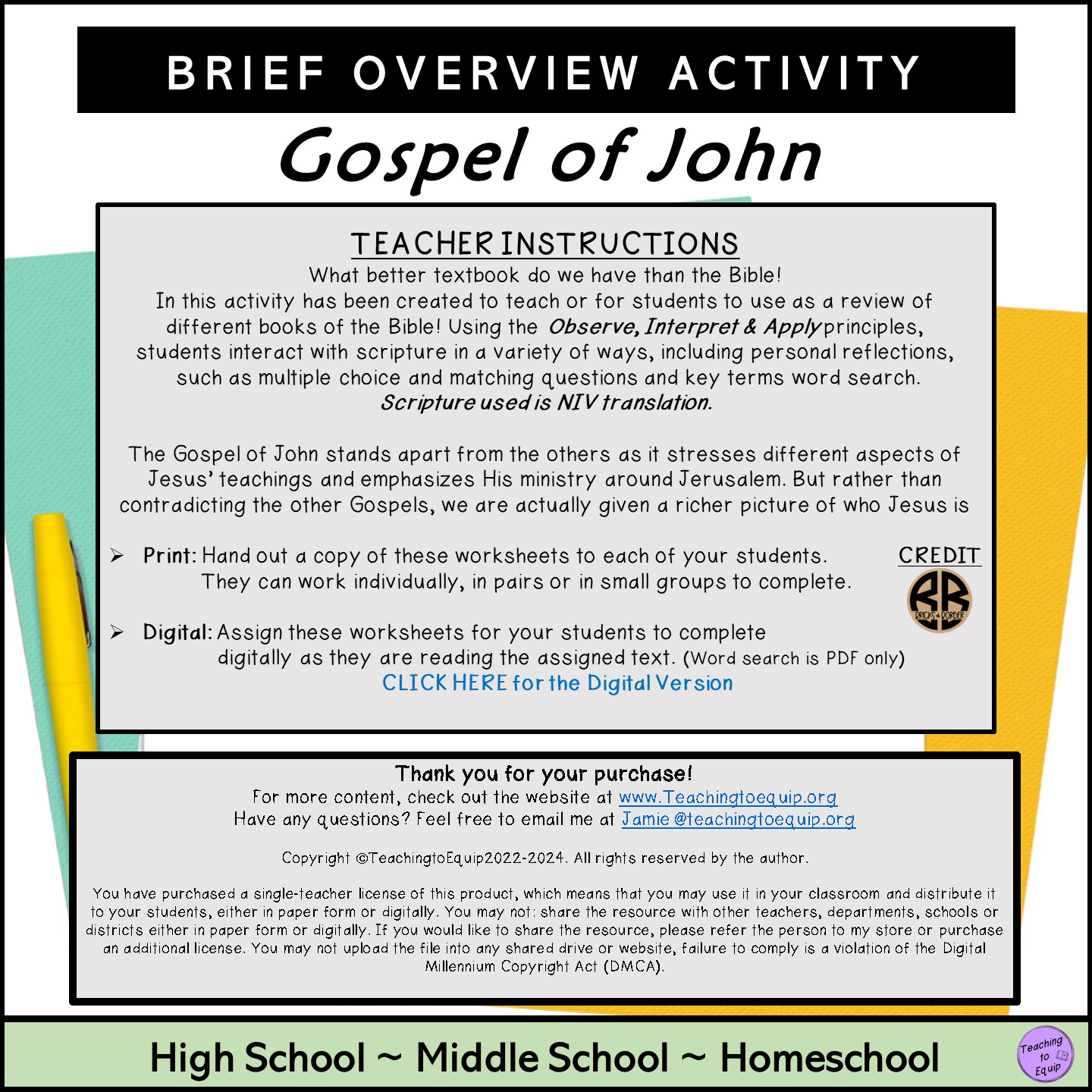 Brief Review About Book Of John Bible Overview Activity Made By Teachers