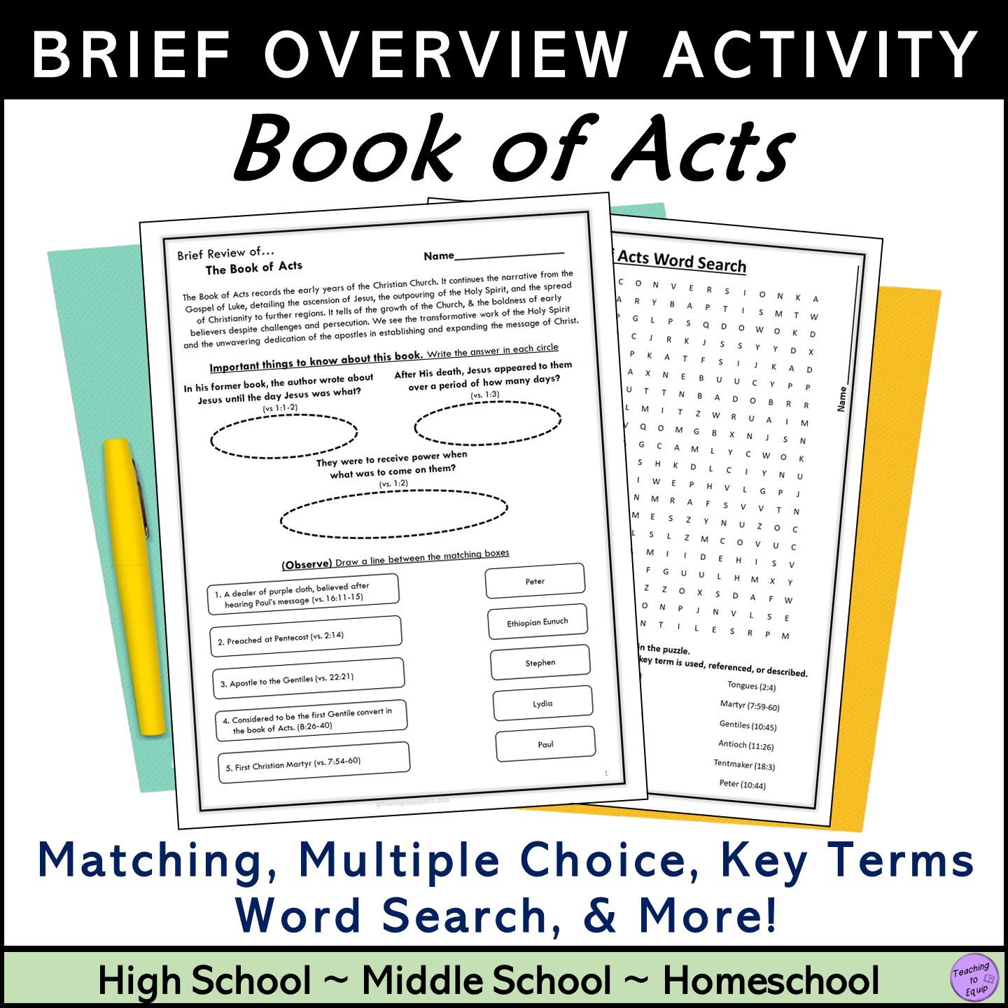 Free Printable Bible Study Book of Acts