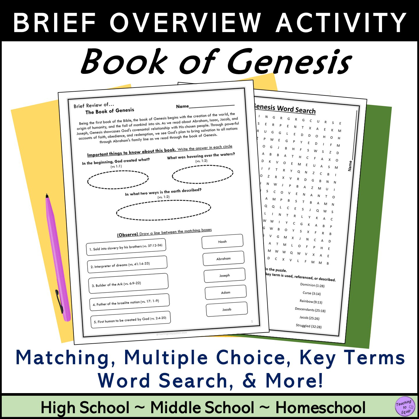 Free Printable Genesis Bible Quiz