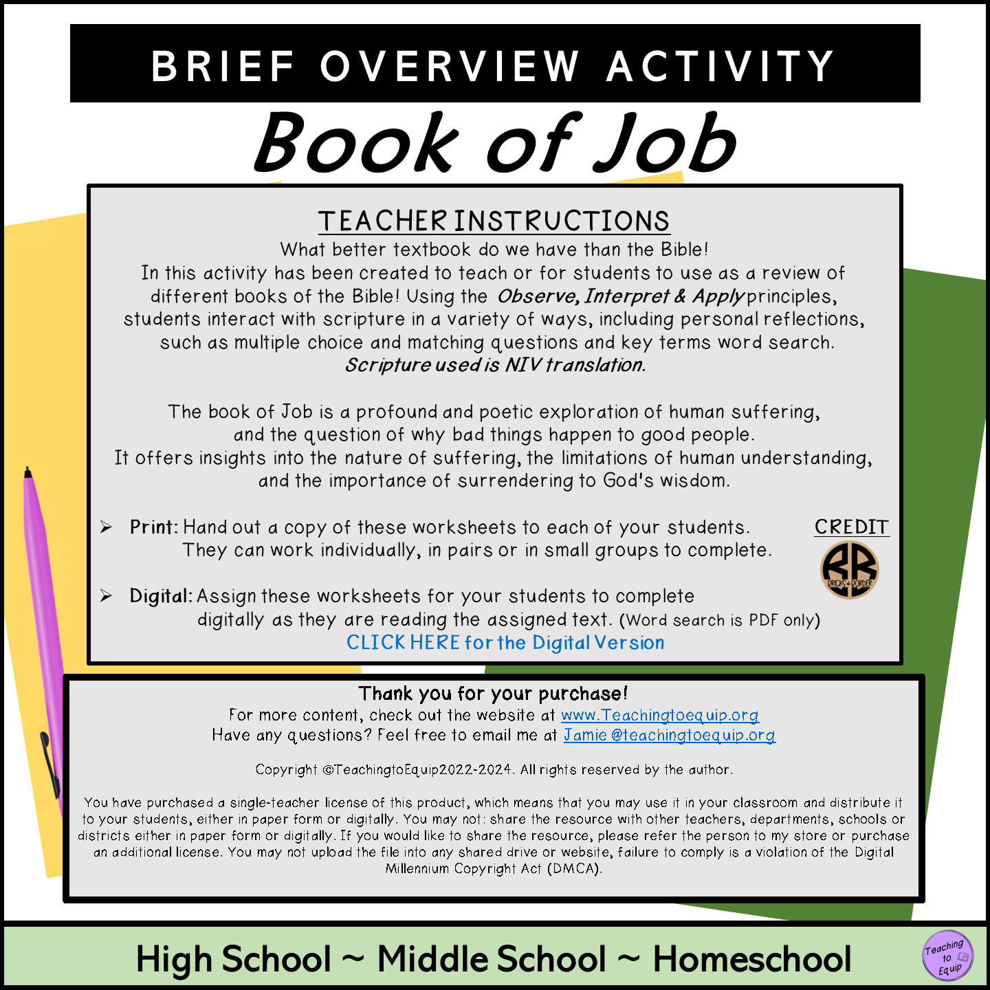Brief Review Of Job Bible Book Overview Activity Classful