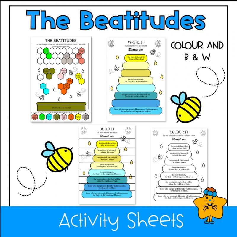 buy printable beatitudes bible activity bible verse activity color cut and paste i digital download i a4 i pdf by kids bible academy on selar