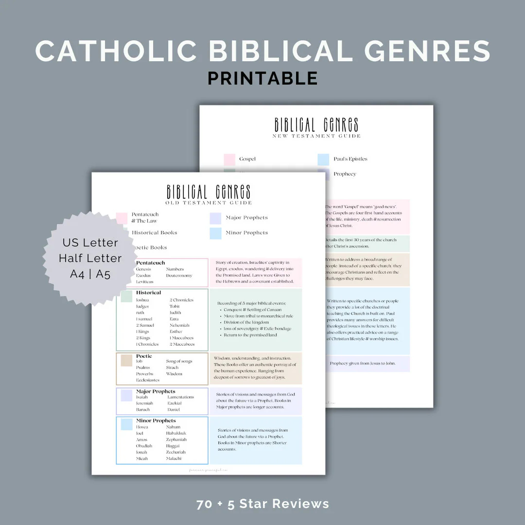 catholic bible genres breakdown printable template etsy