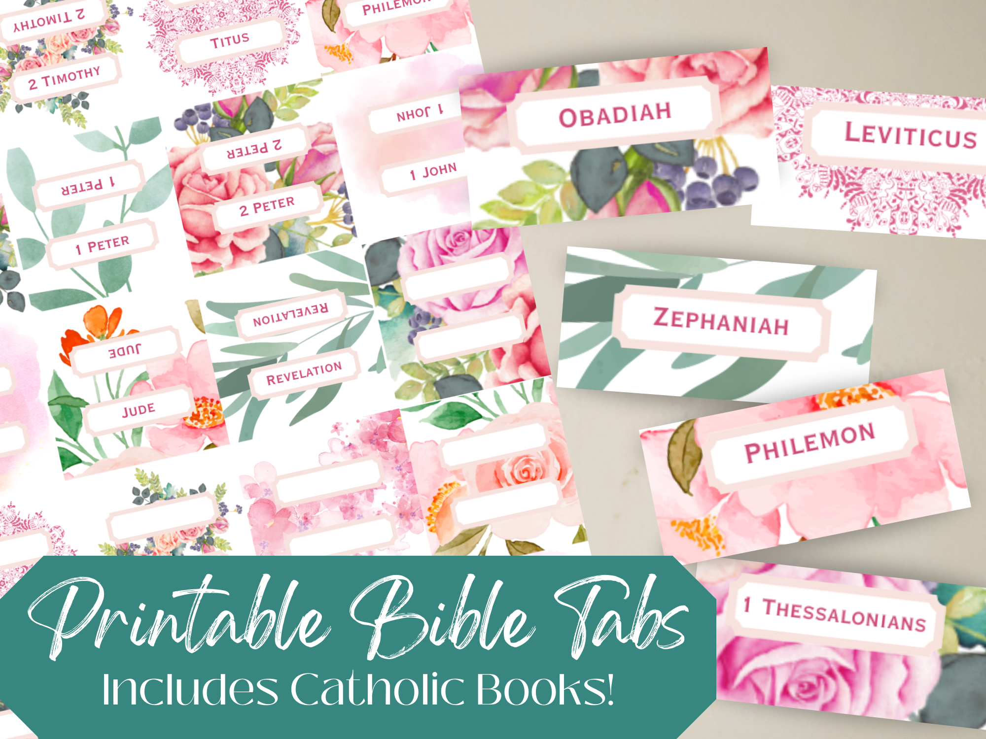 Catholic Bible Tabs For Bible Journaling Digital Download Printable Bible Tabs DIY Pink Peter s Square